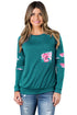 Sexy Floral Patch Accent Turquoise Sweatshirt